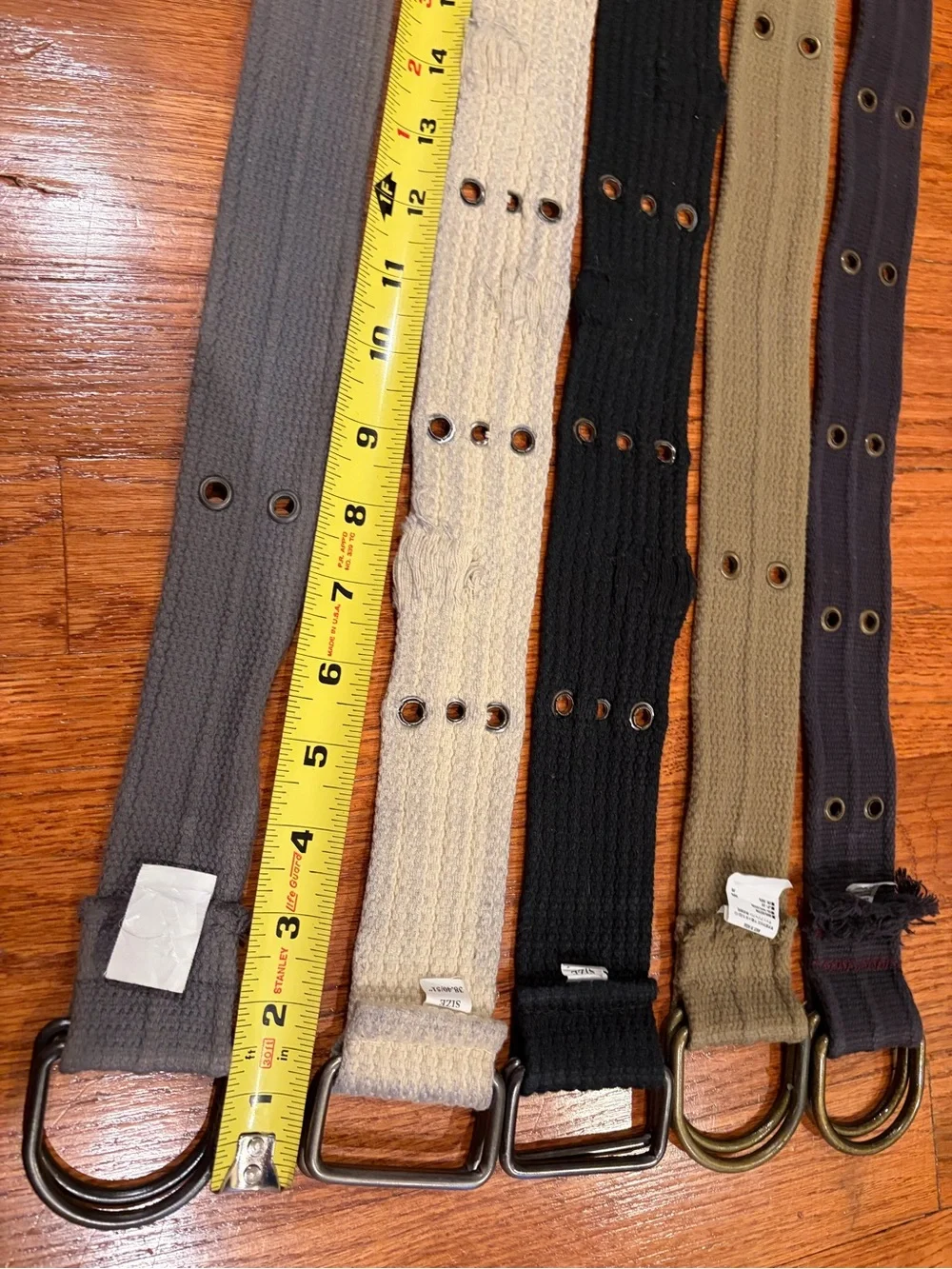 5 Canvas Men’s Webbing Belts- Black, Gray, Tan, Cream, Navy